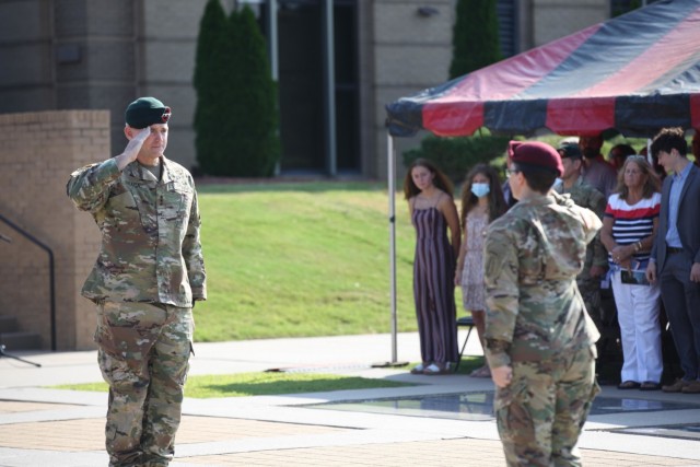 Lt. Gen. Jonathan P. Braga assumes command of U.S. Army Special Operations Command, during a ceremony at Fort Bragg, Aug. 13, 2021.